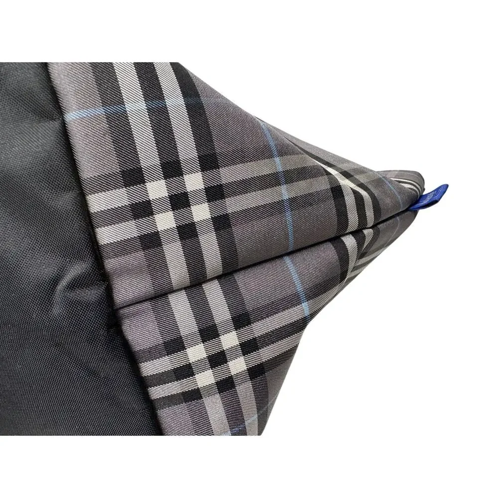 Autre Marque Burberrys London Gray Nova Check Blue Label NylonTote Bag